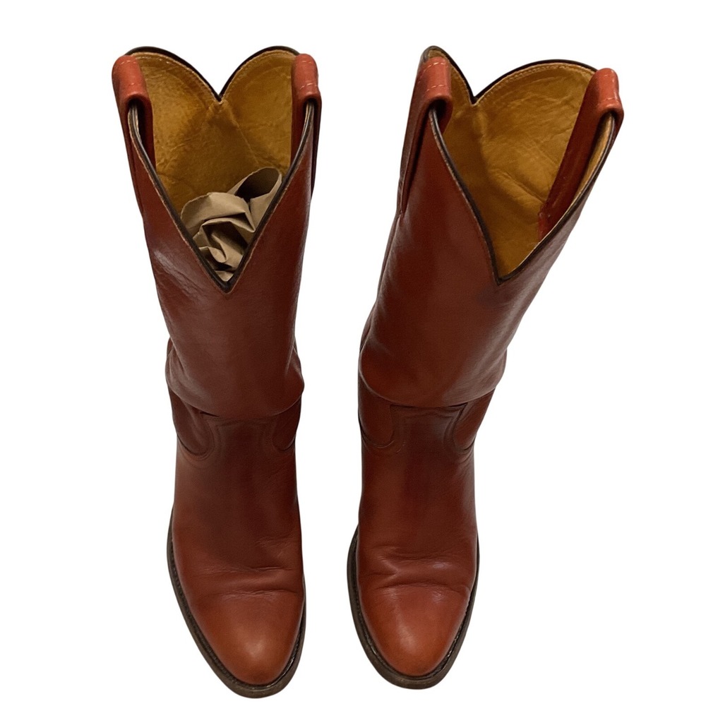 Frye 3811 Campus Boots Womens 9 B Cognac Ginger Leather Made in USA Western Tall - Picture 9 of 13